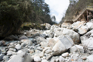 山间乱石遍布的湍急河道