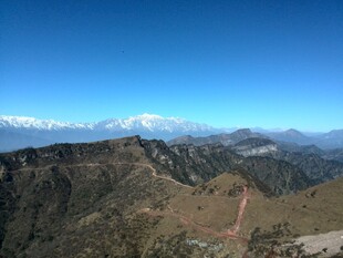 壮丽山景与远方雪山