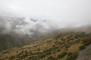 云雾缭绕的山间景色