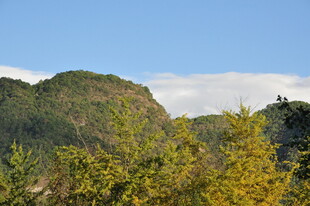 青山绿树间的蓝天美景