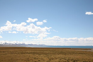 广阔草原与蓝天白云景观