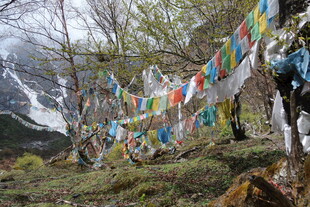 山间飘扬的五彩经幡