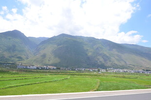 田园风光中的远山美景