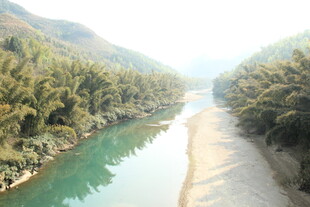 山间绿水伴岸景
