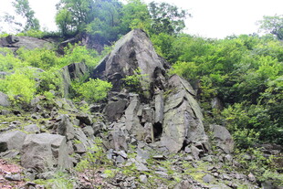 山间嶙峋怪石与繁茂植被