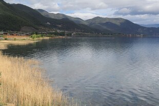 湖畔风光 远山近苇