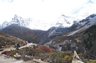 雪山下的多彩山间景致