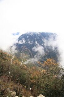 云雾缭绕的山间秋景