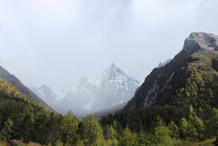 云雾缭绕的山间美景