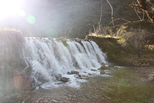 山间小瀑布 阳光洒水流