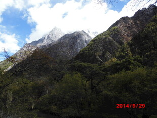 巍峨山峦与葱郁植被景观