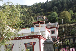 藏式建筑坐落于山林间