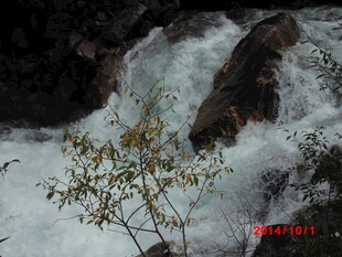 山间湍急溪流与岩石