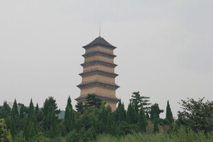 古朴宝塔屹立于绿树间