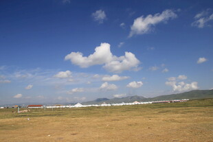 蓝天草地间的开阔风景