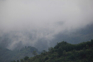 云雾缭绕的山峦美景