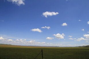 广阔草原蓝天白云美景