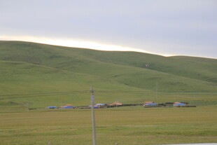 草原风光中的几座房屋