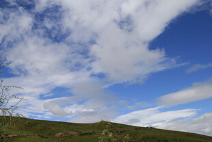 蓝天草地间的白云美景