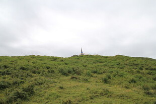 绿意山丘上的孤独建筑