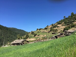 山间村落 绿野蓝天美景