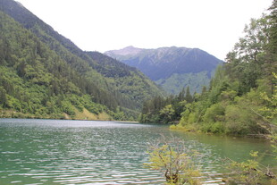 青山绿水间的静谧湖泊