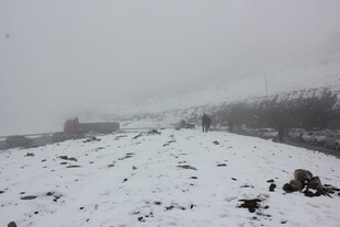 雪覆大地的朦胧景象