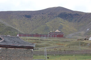 草原上的红顶建筑景观