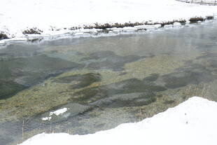 雪地中的积水与斑驳地面