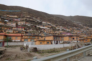 山坡上错落有致的藏式建筑