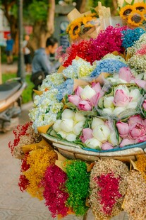 多彩缤纷鲜花装饰盘