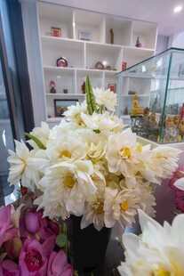 店内美丽绽放的白色花卉