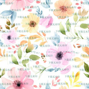 水彩花卉图案 清新自然风