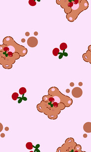 小熊樱桃图案可爱背景