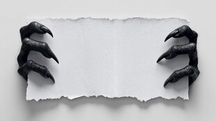 被兽爪撕裂的破旧纸张