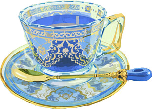 精美蓝金花纹陶瓷杯碟