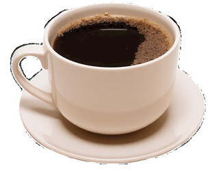 白色瓷杯中的浓黑咖啡