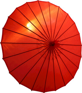 红色传统油纸伞特写