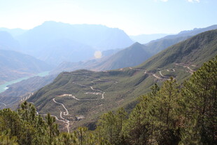 山间美景 葱郁植被与远山