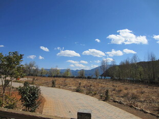 乡村蜿蜒小路与蓝天白云