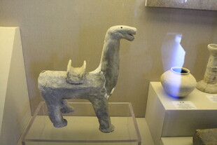 古代陶制骆驼摆件展示