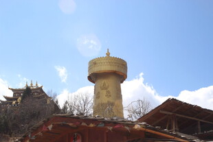 乡村中的圆柱形水塔建筑