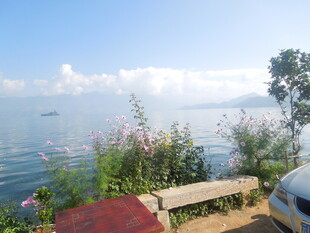 湖畔美景 长椅相伴赏风光