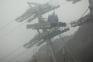 雾中高空索道设施