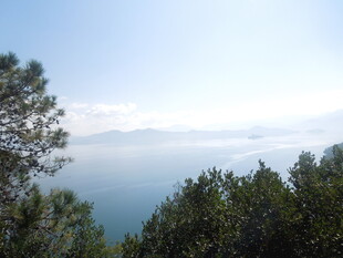 山林间远眺开阔湖景