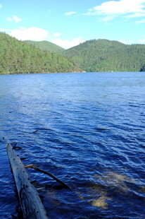 宁静湖水与远山风景