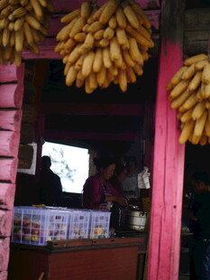 门口悬挂的金黄香蕉