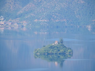 湖中小岛景致如画