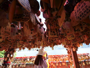 寺庙内景 佛塔与参拜者