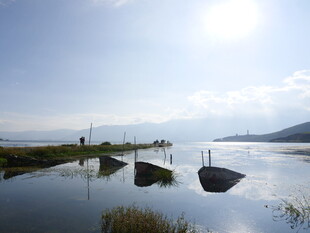 湖畔日出美景 静谧水面